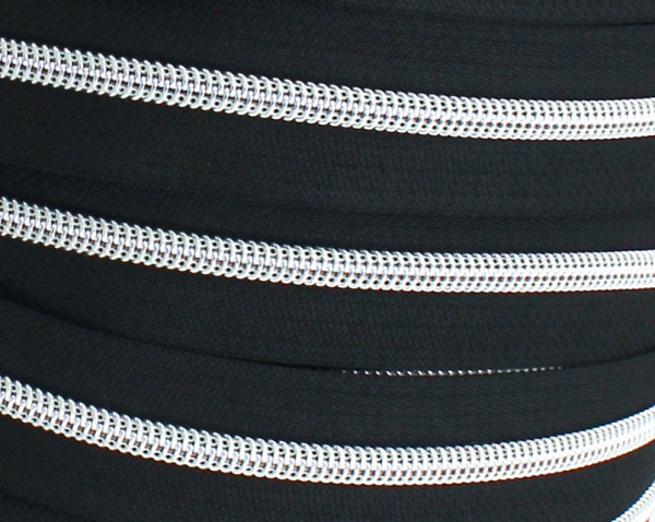 Endlosreißverschluss metallisiert schwarz/ silber (1m)